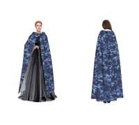 Tuehbsvo Blue Camouflage Pattern Halloween Hooded Cape Witch Cosplay Accessories Adult/Kids Fancy Dress Costume For Masquerade, Halloween, Family Party