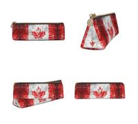 Tuehbsvo Canada Flag Leather Pencil Case with Zip for Men, Women, Girls, Boys Professionals Perfect Size Pouch for Stationery & Art Utensils