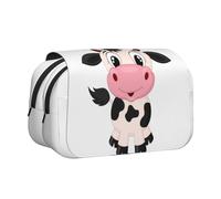 Tuehbsvo Cartoon Milk Cowdouble Layer Pencil Case with Flip Top Big Pencil Bag Pouch Stationery Organizer Makeup Bag for Boys Girls Teen College Students School Adults & Office Supplies
