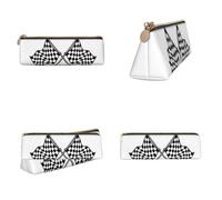 Tuehbsvo Checkered Flags Race Flag Leather Pencil Case with Zip for Men, Women, Girls, Boys Professionals Perfect Size Pouch for Stationery & Art Utensils