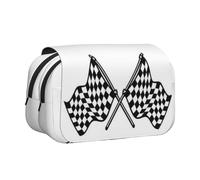 Tuehbsvo Checkered Flags Race Flagdouble Layer Pencil Case with Flip Top Big Pencil Bag Pouch Stationery Organizer Makeup Bag for Boys Girls Teen College Students School Adults & Office Supplies