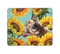 Tuehbsvo Cow With Sunflowers In Blue Mouse Pad, Mice Pad With Non-Slip Rubber Base, Mouse Mats For Computers
