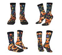 Tuehbsvo Cute Animal Fox Flower Print Mid-Calf Socks Skin Friendly, Comfortable, And Has A Good Foot Feel