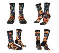 Tuehbsvo Cute Animal Fox Flower Print Mid-Calf Socks Skin Friendly, Comfortable, And Has A Good Foot Feel