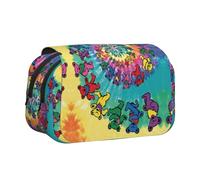 Tuehbsvo Dancing Thanksgiving Beardouble Layer Pencil Case with Flip Top Big Pencil Bag Pouch Stationery Organizer Makeup Bag for Boys Girls Teen College Students School Adults & Office Supplies