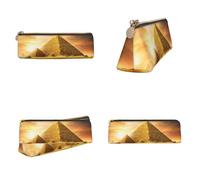 Tuehbsvo Egyptian Pyramid in Desert Leather Pencil Case with Zip for Men, Women, Girls, Boys Professionals Perfect Size Pouch for Stationery & Art Utensils