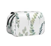 Tuehbsvo Eucalyptus Leavesdouble Layer Pencil Case with Flip Top Big Pencil Bag Pouch Stationery Organizer Makeup Bag for Boys Girls Teen College Students School Adults & Office Supplies