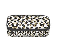 Tuehbsvo Fashion Modern Black White Gold Triangles Large Capacity Pencil Case Zipper Pencil Case for School Office Students Teenage Women Men Gifts