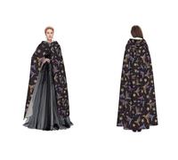 Tuehbsvo Flower Hummingbirds Embroidery Halloween Hooded Cape Witch Cosplay Accessories Adult/Kids Fancy Dress Costume For Masquerade, Halloween, Family Party