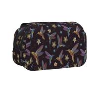 Tuehbsvo Flower Hummingbirds Embroiderydouble Layer Pencil Case with Flip Top Big Pencil Bag Pouch Stationery Organizer Makeup Bag for Boys Girls Teen College Students School Adults & Office Supplies