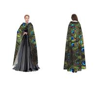 Tuehbsvo Fresh Peacock Halloween Hooded Cape Witch Cosplay Accessories Adult/Kids Fancy Dress Costume For Masquerade, Halloween, Family Party