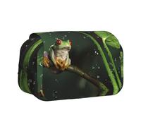 Tuehbsvo Frog and Raindouble Layer Pencil Case with Flip Top Big Pencil Bag Pouch Stationery Organizer Makeup Bag for Boys Girls Teen College Students School Adults & Office Supplies