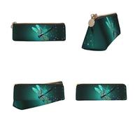 Tuehbsvo Galaxy Animal Dragonfly Leather Pencil Case with Zip for Men, Women, Girls, Boys Professionals Perfect Size Pouch for Stationery & Art Utensils