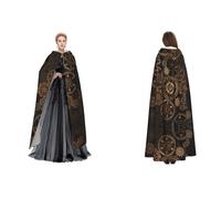 Tuehbsvo Gears Clock Bronze Century Halloween Hooded Cape Witch Cosplay Accessories Adult/Kids Fancy Dress Costume For Masquerade, Halloween, Family Party