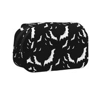 Tuehbsvo Halloween Flying Batsdouble Layer Pencil Case with Flip Top Big Pencil Bag Pouch Stationery Organizer Makeup Bag for Boys Girls Teen College Students School Adults & Office Supplies