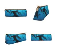 Tuehbsvo Hammerhead Sharks Leather Pencil Case with Zip for Men, Women, Girls, Boys Professionals Perfect Size Pouch for Stationery & Art Utensils
