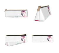 Tuehbsvo Hello Glasses Flamingo Leather Pencil Case with Zip for Men, Women, Girls, Boys Professionals Perfect Size Pouch for Stationery & Art Utensils