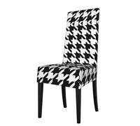 Tuehbsvo Houndstooth Black Print Dining Chair Covers, Stretch Removable Washable Kitchen Chair Covers for Home Dining Room Kitchen Hotel