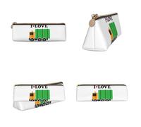 Tuehbsvo I Love Garbage Trucks Leather Pencil Case with Zip for Men, Women, Girls, Boys Professionals Perfect Size Pouch for Stationery & Art Utensils