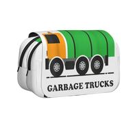 Tuehbsvo I Love Garbage Trucksdouble Layer Pencil Case with Flip Top Big Pencil Bag Pouch Stationery Organizer Makeup Bag for Boys Girls Teen College Students School Adults & Office Supplies