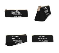 Tuehbsvo I'm A Realtor Ask Me Leather Pencil Case with Zip for Men, Women, Girls, Boys Professionals Perfect Size Pouch for Stationery & Art Utensils