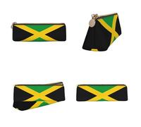 Tuehbsvo Jamaica Flag Leather Pencil Case with Zip for Men, Women, Girls, Boys Professionals Perfect Size Pouch for Stationery & Art Utensils