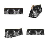 Tuehbsvo Lunar Astronaut Leather Pencil Case with Zip for Men, Women, Girls, Boys Professionals Perfect Size Pouch for Stationery & Art Utensils
