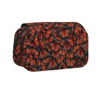 Tuehbsvo Monarch Butterfliesdouble Layer Pencil Case with Flip Top Big Pencil Bag Pouch Stationery Organizer Makeup Bag for Boys Girls Teen College Students School Adults & Office Supplies