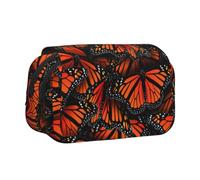 Tuehbsvo Monarch Butterfliesdouble Layer Pencil Case with Flip Top Big Pencil Bag Pouch Stationery Organizer Makeup Bag for Boys Girls Teen College Students School Adults & Office Supplies