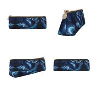 Tuehbsvo Moon Stars and Planets Leather Pencil Case with Zip for Men, Women, Girls, Boys Professionals Perfect Size Pouch for Stationery & Art Utensils