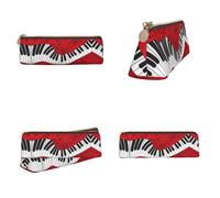 Tuehbsvo Music Note Piano Leather Pencil Case with Zip for Men, Women, Girls, Boys Professionals Perfect Size Pouch for Stationery & Art Utensils
