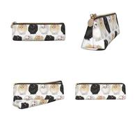 Tuehbsvo Pomeranians Pattern Leather Pencil Case with Zip for Men, Women, Girls, Boys Professionals Perfect Size Pouch for Stationery & Art Utensils