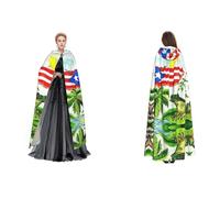 Tuehbsvo Puerto Rico Flag Frog Palm Trees Halloween Hooded Cape Witch Cosplay Accessories Adult/Kids Fancy Dress Costume For Masquerade, Halloween, Family Party