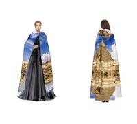 Tuehbsvo Pyramids Of Egypt Halloween Hooded Cape Witch Cosplay Accessories Adult/Kids Fancy Dress Costume For Masquerade, Halloween, Family Party