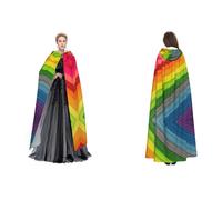 Tuehbsvo Rainbow Color Stripe Halloween Hooded Cape Witch Cosplay Accessories Adult/Kids Fancy Dress Costume For Masquerade, Halloween, Family Party