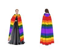 Tuehbsvo Rainbow Flag Halloween Hooded Cape Witch Cosplay Accessories Adult/Kids Fancy Dress Costume For Masquerade, Halloween, Family Party
