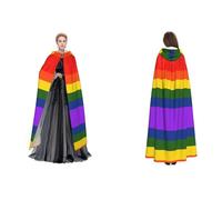 Tuehbsvo Rainbow Flag Halloween Hooded Cape Witch Cosplay Accessories Adult/Kids Fancy Dress Costume For Masquerade, Halloween, Family Party
