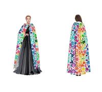 Tuehbsvo Rainbow Hearts Halloween Hooded Cape Witch Cosplay Accessories Adult/Kids Fancy Dress Costume For Masquerade, Halloween, Family Party