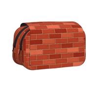 Tuehbsvo Red Brick Wall Texturedouble Layer Pencil Case with Flip Top Big Pencil Bag Pouch Stationery Organizer Makeup Bag for Boys Girls Teen College Students School Adults & Office Supplies