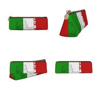 Tuehbsvo Roman Colosseum Italian Flag Leather Pencil Case with Zip for Men, Women, Girls, Boys Professionals Perfect Size Pouch for Stationery & Art Utensils