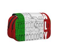 Tuehbsvo Roman Colosseum Italian Flagdouble Layer Pencil Case with Flip Top Big Pencil Bag Pouch Stationery Organizer Makeup Bag for Boys Girls Teen College Students School Adults & Office Supplies