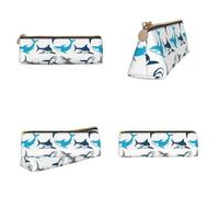 Tuehbsvo Sharks Leather Pencil Case with Zip for Men, Women, Girls, Boys Professionals Perfect Size Pouch for Stationery & Art Utensils