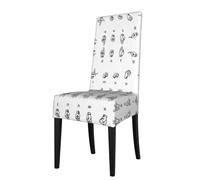 Tuehbsvo Sign Language Alphabet Print Dining Chair Covers, Stretch Removable Washable Kitchen Chair Covers for Home Dining Room Kitchen Hotel