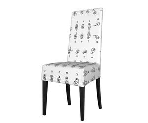 Tuehbsvo Sign Language Alphabet Print Dining Chair Covers, Stretch Removable Washable Kitchen Chair Covers for Home Dining Room Kitchen Hotel