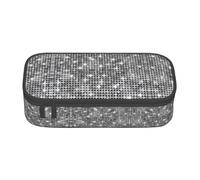 Tuehbsvo Silver Sequin Sparkle Pattern Large Capacity Pencil Case Zipper Pencil Case for School Office Students Teenage Women Men Gifts