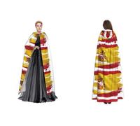 Tuehbsvo Spain Flag Halloween Hooded Cape Witch Cosplay Accessories Adult/Kids Fancy Dress Costume For Masquerade, Halloween, Family Party