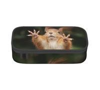 Tuehbsvo Squirrel Funny Animal Large Capacity Pencil Case Zipper Pencil Case for School Office Students Teenage Women Men Gifts