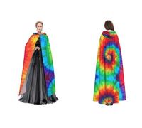 Tuehbsvo Tie Dye Rainbow Halloween Hooded Cape Witch Cosplay Accessories Adult/Kids Fancy Dress Costume For Masquerade, Halloween, Family Party