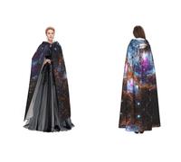 Tuehbsvo Universe Galaxy Space Halloween Hooded Cape Witch Cosplay Accessories Adult/Kids Fancy Dress Costume For Masquerade, Halloween, Family Party