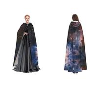 Tuehbsvo Universe Milky Way Galaxy Halloween Hooded Cape Witch Cosplay Accessories Adult/Kids Fancy Dress Costume For Masquerade, Halloween, Family Party
